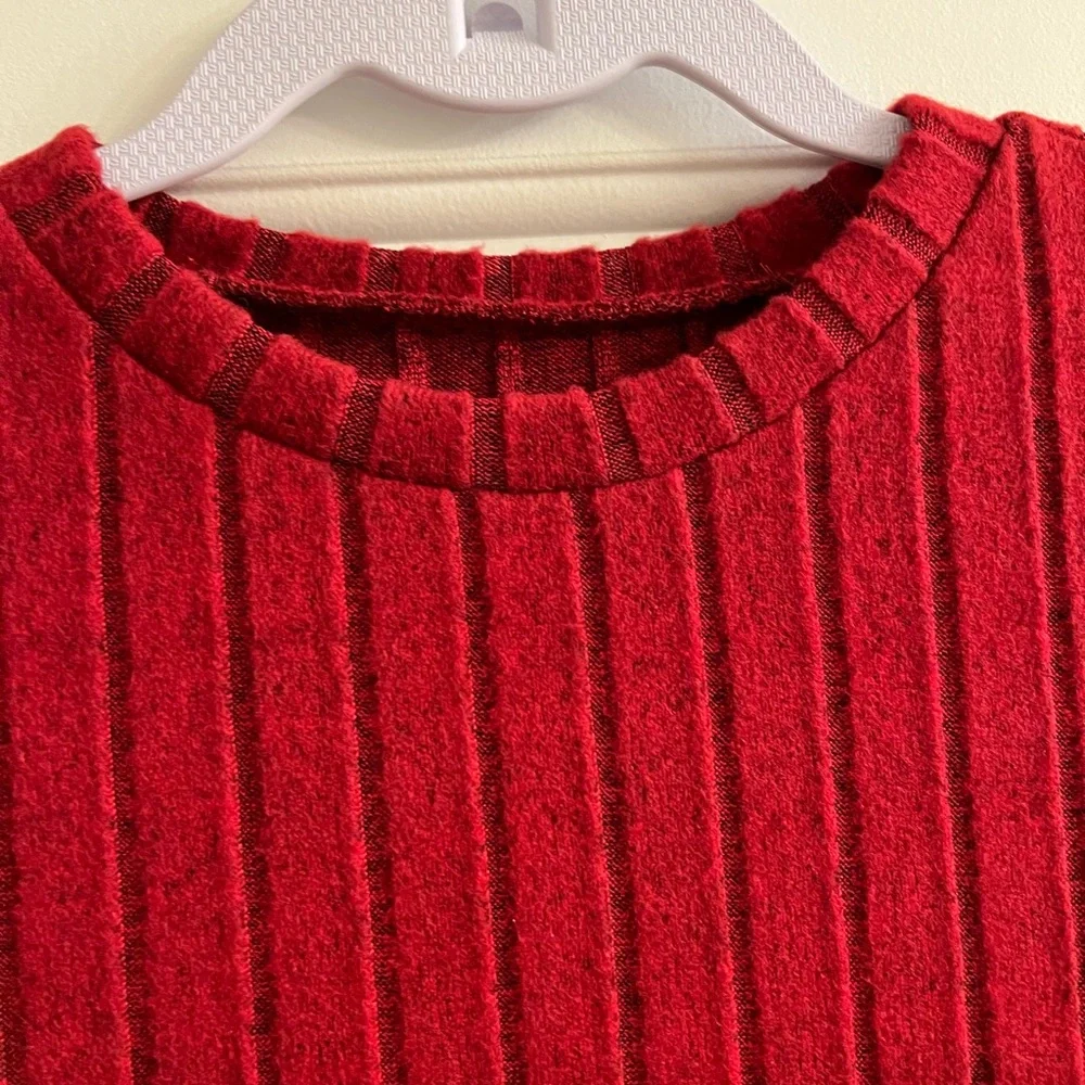 Red Ribbed Knit Sweater - Picture 1 of 7